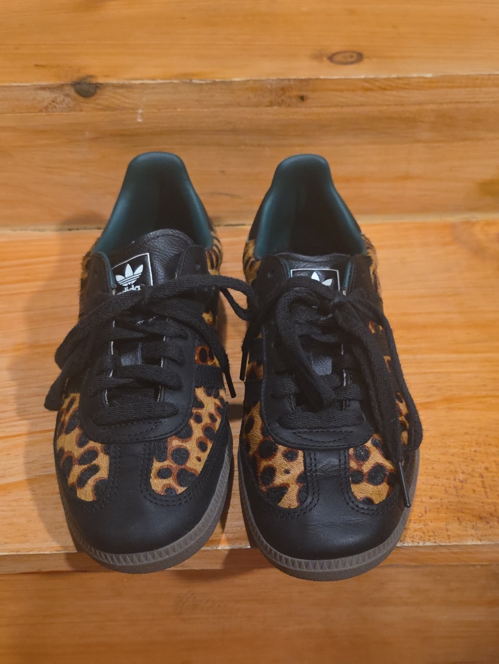 adidas Samba with Leopard Print Panels in Black and Tan